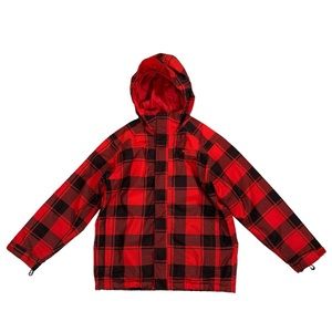 Vintage The North Face TNF Boys Red & Black Plaid Hyvent Jacket Size Boys Medium